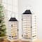 Modern Farmhouse White Wooden Shutter Lantern Set, 25.5" & 19"